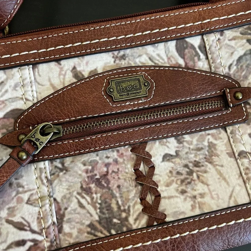 NWOT Born On Concept BOC‎ Faux Leather & Floral Crossbody Purse